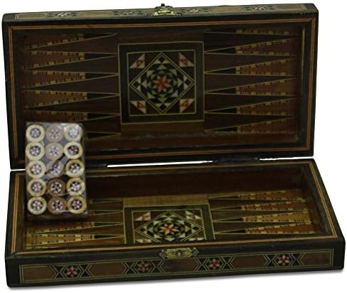Mosaic Mother of pearl Inlaid Backgammon 12" board Set Wooden Backgammon Game