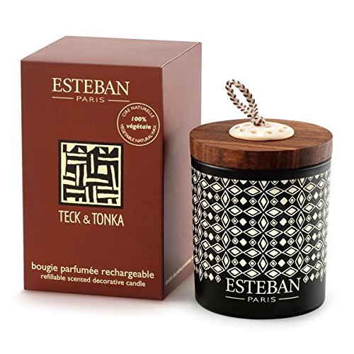 Esteban Teck & Tonka Scented Decorative Candle Refillable 5.3 oz