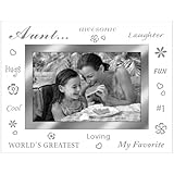 Malden International Designs Beveled Glass "Treasures Aunt" Metal Picture Frame, 4 by 6-Inch, Silver