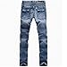 Feinste Men's Slim Zipper Biker Jeans Moto Denim Pants(32W,Blue)