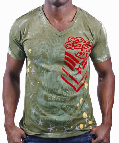 ED HARDY Christian Audigier Dishonor V Neck Mens T-Shirt