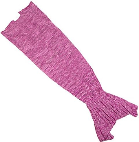 PersuingTech Knit Mermaid Tail Blanket, Purple Pink