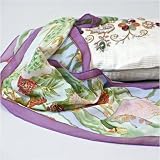 TexereSilk Designer Silk Scarf, 100% Silk Chiffon Scarf Shawl -- Birds in Paradise