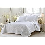 Multiple Sizes - Oversized 3pc Quilted Coverlet Set- White -King- 1 Coverlet 104"x 96" and 2 pc. Quilted Sham 20"x36" - Exclusively by Blowout Bedding RN 142035
