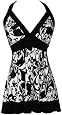 Black White Mod Floral Halter Top JR Plus Size