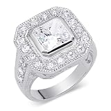 Trendy Princess Cut White Cubic Zirconia Size 7 Ring in Sterling Silver