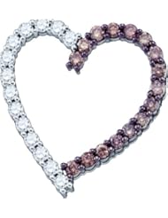 10K White Gold 1.34CT Half Brown Half White Diamond Heart Pendant