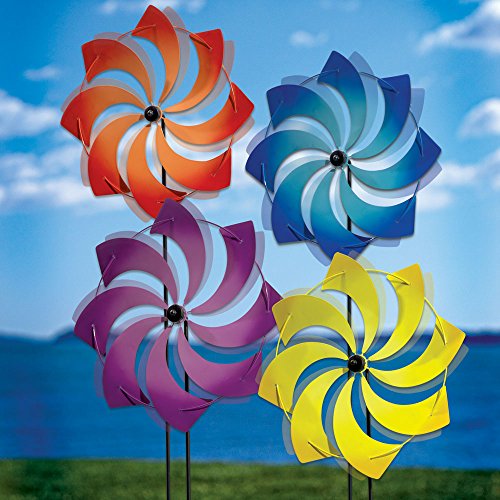 Bits and Pieces Pinwheel Wind Spinner Twotone Airbrushed Metal