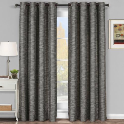 Galleria Blackout Thermal Coating Tonal Stripe Window Grommet Panel 54 x 108" Panel Gray 54 x 108" Panel Gray