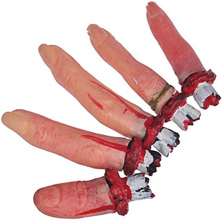 Horrible Bloody Fake Rubber Severed Finger Scary Halloween Props Decor-5pcs.