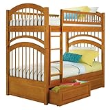 Windsor Twin Over Twin Bunk Bed with Raised Panel Drawers - Caramel Latte