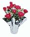 GKI/Bethlehem Lighting 35 Clear Mini Light 12 Stem Rose Bouquet with Silver Paper Around the Pot, Red