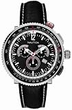 Nautica A37501G Gents Brushed and Polished Titanium Case/ Black Dial/ Chronograph Movement/ Black Leather Strap