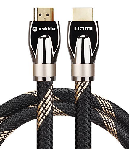 FARSTRIDER® 6 Feet (1.8 Meters) HDMI v2.0/1.4a HDMI Cable Ultra High Speed, Support 3D 2160P, HD 4k, Ultra HD, PS4 SKY, Ethernet Function, Audio Return Channel,Ultra-high Speed Lossless Audio and Video Transmission, Zinc Metal Alloy Shielding Shell, 24K Gold Connector, Durable PVC Jacket and Nylon Mesh Braid, Type Male A to Type Male A, Gun Black/Yellow - Latest Specification
