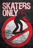Skaters Only (Skating on Sign) Art Poster Print - 13x19