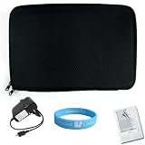 Black Hard Cube Nylon Carrying Case for Amazon Kindle 2 which INCLUDES Wristband, Screen Guard, and Wall Charger