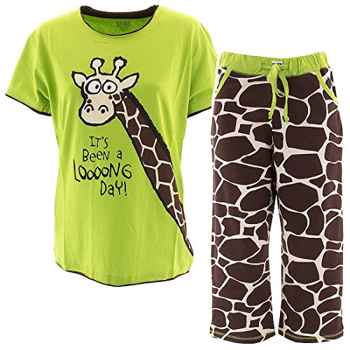 Lazy One Womens Capri Giraffe Long Day Pajama Set