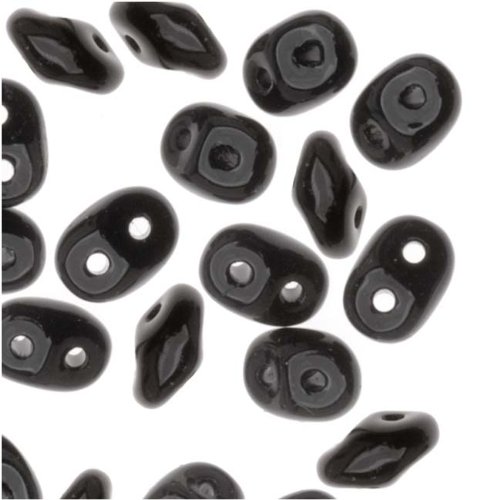 Czech Glass SuperDuo 2-Hole Seed Beads 5.5x3.5mm Jet Black (8 Grams)