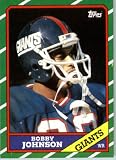 1986 Topps # 142 Bobby Johnson New York Giants Football Card- Near Mint to Mint Condition - In Protective Screwdown Display Case!