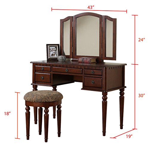 Vanity Set with Mirror and Stool Vintage Antique Makeup Dresser for
