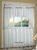 Battenburg 24'' tier (pr) White Kitchen Curtain