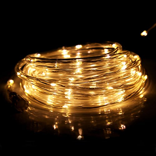 16 foot long rope light featuring 80 warm white LEDs that chase each other. Excellent decoration for parties, holidays, gardens and patios
