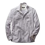 (エディー・バウアー) Eddie Bauer 長袖ロールアップスリーブコットンリネンストライプセルビッチシャツ(ライトディル M)
