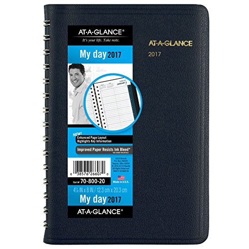 AT-A-GLANCE Daily Appointment Book / Planner 2017, 4-7/8 x 8", Navy (70-800-20)