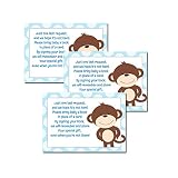 Happy Monkey Blue Baby Shower Book Request Cards 20-pack