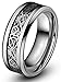 8mm Silver Black Celtic Dragon Pattern Inlay Men's Tungsten Ring Comfort Fit Wedding Band