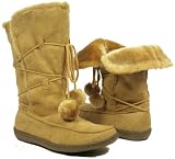 TAN Pom-Pom Furry Mocassin Boots Women--Vegan Friendly!