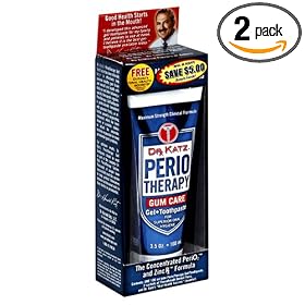 Dr. Katz Perio Therapy Gum Care, Gel, Toothpaste, Maximum Strength Clinical Formula , 3.5-Ounce Tubes (Pack of 2)