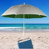 Clamp Fiberglass Beach / Rain Umbrella with Vent UPF 50 - Forest Green Inside