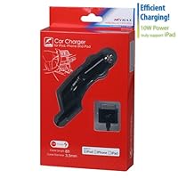 Glossy Black Car Charger for Apple iPad, Apple iPad 2, Apple iPhone 3G, Apple iPhone 3GS, Apple iPhone 4, Apple iPhone 4, Apple iPod nano, Apple iPod nano, Apple iPod nano, Apple iPod nano, Apple iPod touch, Apple iPod touch