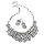 Chainmail Fashion Necklace & Drop Pierced Earrings Set Burnt Silver