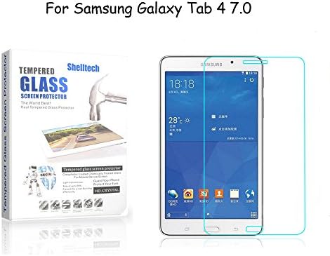 Tab 4 7.0 Tempered Glass Screen Protector, Shelltech® 9h Hardness, 0.33 MM Clear Premium High Definition Bubble Free Screen Protector for Galaxy Tab 4 7.0 SM-T230 (Lifetime Warranty)