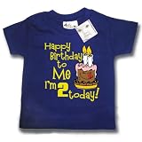 Dirty Fingers - Happy Birthday to Me, I'm 2 Today! - Baby & Toddler T-shirt 24-36 months, Navy