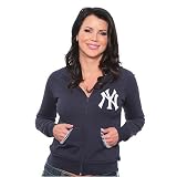 New York Yankees Women's Fleece Zip Hooded Sweatshirt with Swarovski Crystals By Majestic Threads