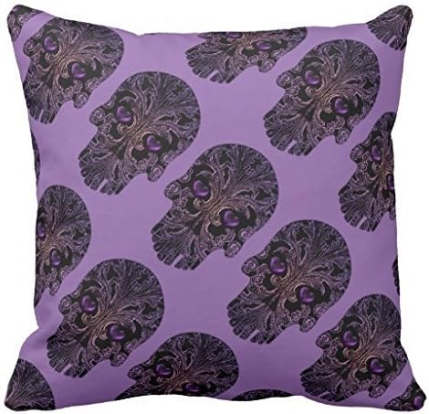 Filigree Skull In Shades Of Purple Throw Pillow Case 18" * 18"