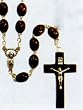 22" Silver Tone Rosary with 6mm Brown Wood Beads, Mary Emblem, and Brown Crucifix - Imported from ITALY 22" Silver Tone Rosary with 6mm Brown Wood Beads, Mary Emblem, and Brown Crucifix - Imported from ITALY