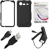 GTMax Black Rubber Hard Snap On Plastic Protector Cover Case + Clear LCD Sc ....