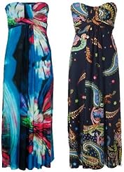 Strapless Belted Lace-Up Illusion Short Sleeves Paisley  Dress