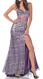 Zeilei 7551 Purple Sequin Sheer Waist Formal Prom Dress