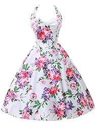 A-line Vintage Cotton Halter Empire   Waistline Knee Length Homecoming Dress/Party Dress 