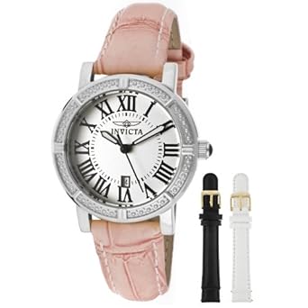 Invicta Women's 13967 Wildflower Watch Set Silver Dial Pink Leather Watch with 2 Additional Straps