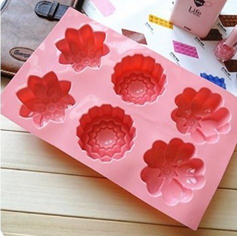 6 Cavities Big Flower Silicone Cake Baking Mold Cake Pan Muffin Cups Handmade Soap Moulds Biscuit Chocolate Ice Cube Tray DIY Mold
