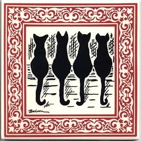 CERAMIC ART TILE WALL PLAQUES WITH CATS by Besheer Art Tile, Bedford, New Hampshire, U.S.A.