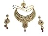 Ethnic Bridal Jewelry Red Green White Stones Gold Tone Kundan Polki Necklace Earrings Sets