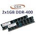 CSX-Memory: 2GB Dual Channel Kit 2 x 1 GB 184 pin DDR-400 (400Mhz, PC-3200, CL3) NON ECC, unbuffered f�r DDR1 Mainboards - 100% kompatibel zu 333Mhz PC-2700 und 266Mhz PC-2100
