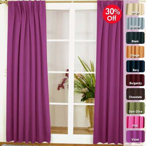 Solid Thermal Insulated Blackout Curtain 84L- 1 Set-VIOLET - BT